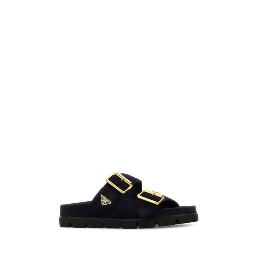 Prada Women Midnight Blue Suede Slippers - Picture 2 of 2
